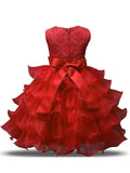 Ball Gown Sleeveless Scoop Ruffles Tea-Length Organza Flower Girl Dresses TPP0007678