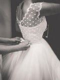 Ball Gown Jewel Sleeveless Knee-Length Ruffles Tulle Wedding Dresses TPP0006793