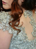 A-Line/Princess Sleeveless V-neck Lace Floor-Length Chiffon Plus Size Dresses TPP0003720