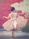 Ball Gown Short Sleeves Scoop Knee-Length Ruffles Tulle Flower Girl Dresses TPP0007720