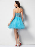 A-Line/Princess Sweetheart Sleeveless Short Beading Tulle Homecoming Dresses TPP0008657
