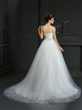 Ball Gown Sweetheart Beading Sleeveless Long Net Wedding Dresses TPP0006566