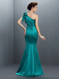 Trumpet/Mermaid One-Shoulder Sleeveless Long Satin Dresses TPP0009234