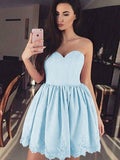 A-Line/Princess Sweetheart Lace Satin Short/Mini Dresses TPP0008579