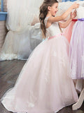 Ball Gown Sweetheart Sleeveless Bowknot Floor-Length Tulle Flower Girl Dresses TPP0007650