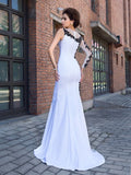 Trumpet/Mermaid Scoop Applique Long Sleeves Long Chiffon Dresses TPP0009099