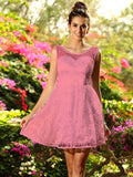 A-Line/Princess Bateau Sleeveless Short Lace Bridesmaid Dresses TPP0005581