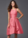 A-Line/Princess Scoop Ruffles Sleeveless Short Taffeta Bridesmaid Dresses TPP0005721