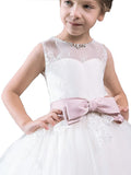 Ball Gown Scoop Sash/Ribbon/Belt Sleeveless Floor-Length Tulle Flower Girl Dresses TPP0007757