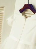 A-line/Princess Scoop Short Sleeves Tea-Length Lace Flower Girl Dresses TPP0007656