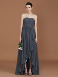 A-Line/Princess Asymmetrical Sleeveless Ruched Sweetheart Floor-Length Chiffon Bridesmaid Dresses TPP0005820