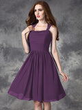 A-line/Princess Straps Ruffles Sleeveless Short Chiffon Bridesmaid Dresses TPP0005517