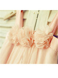 A-line/Princess Spaghetti Straps Sleeveless Ruffles Tea-Length Chiffon Flower Girl Dresses TPP0007657