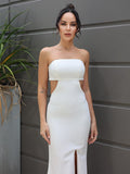 Sheath/Column Stretch Crepe Strapless Sleeveless Floor-Length Wedding Dresses TPP0007032