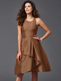 A-Line/Princess Scoop Ruffles Sleeveless Short Taffeta Bridesmaid Dresses TPP0005721