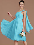 A-Line/Princess One-Shoulder Sleeveless Ruched Short/Mini Chiffon Bridesmaid Dresses TPP0005025